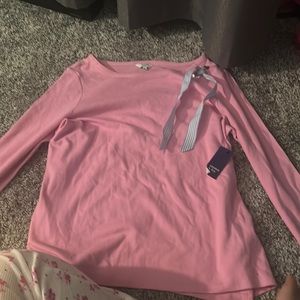 crown and ivy pink shirt with ribbon on side